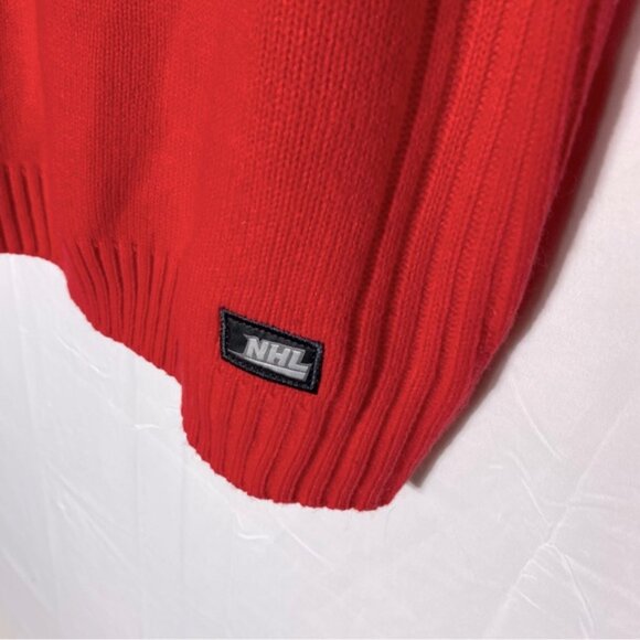 Vintage NHL Red Yellow Black Mock Neck Knit Calgary Flames Pullover Sweater M - Picture 10 of 16